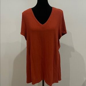 Women's V-Neck Rust sweater top large pullover